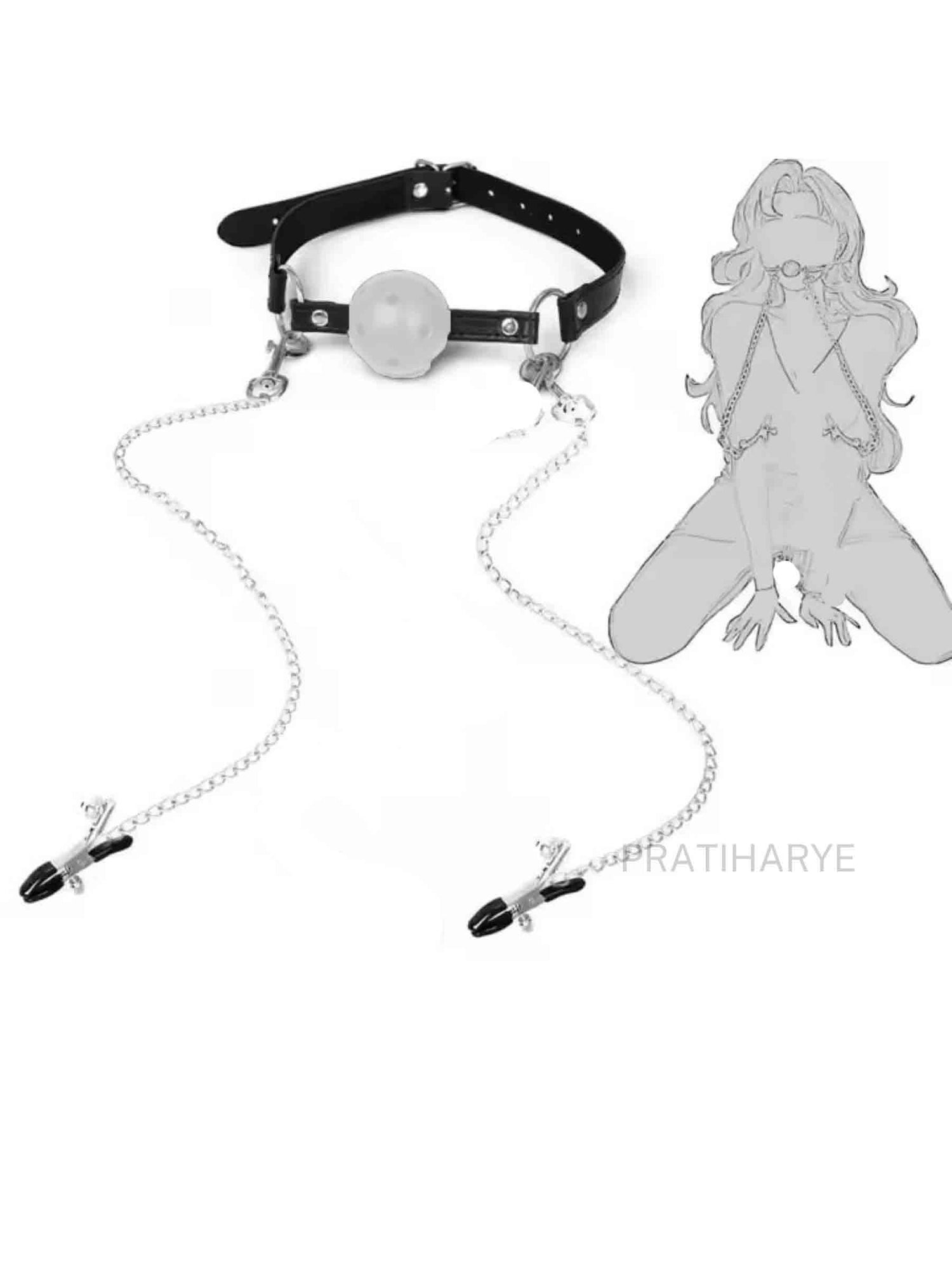 3PC BDSM Set - Gag Ball, Butt Plug, Nipple Clamp