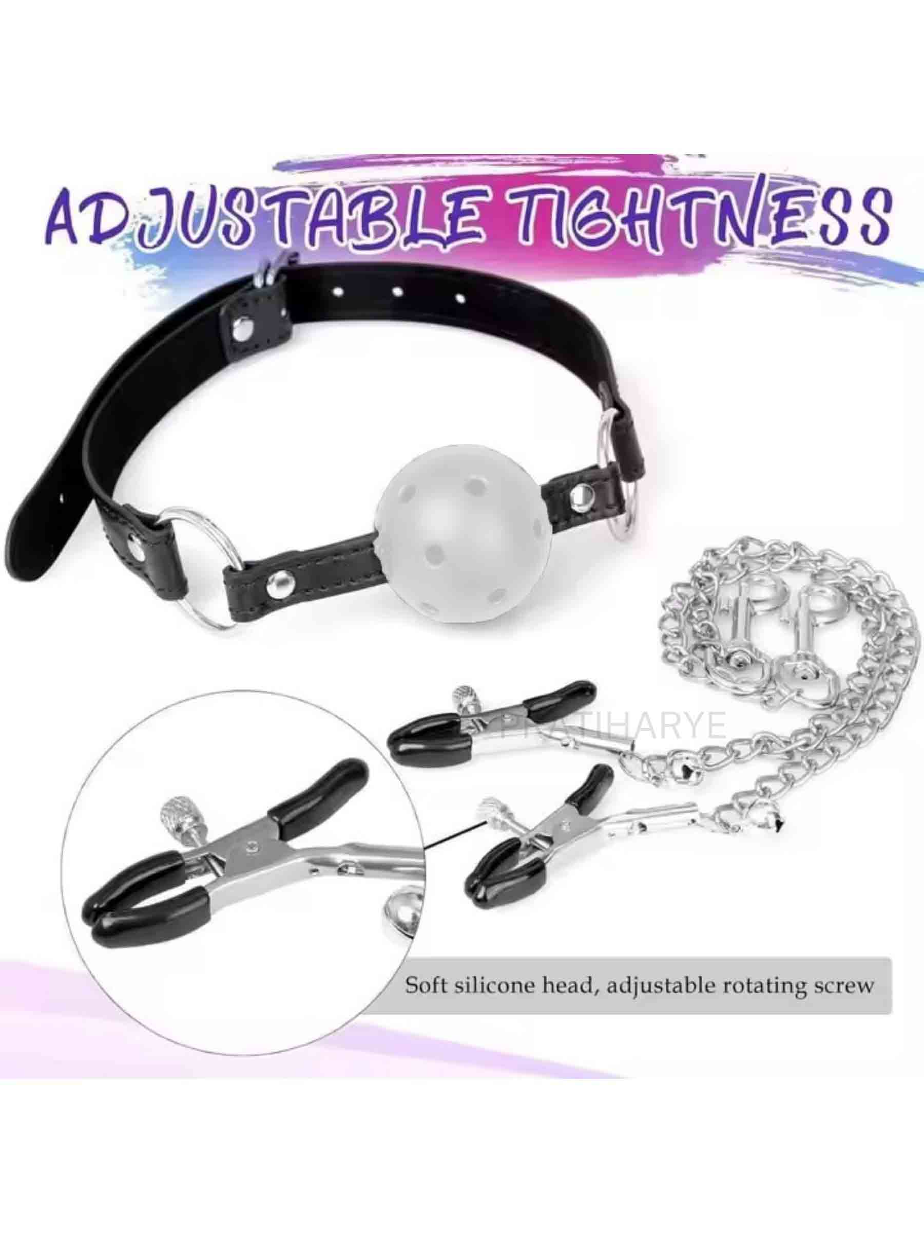 3PC BDSM Set - Gag Ball, Butt Plug, Nipple Clamp