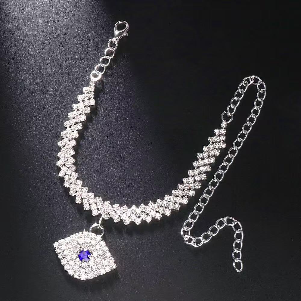 Sexy Blue Rhinestone Evil-Eye Anklet Bracelet