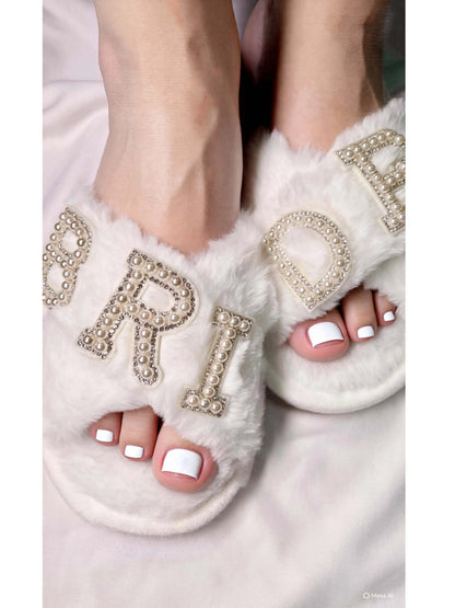 Premium Cute Fluffy Bride &amp; Wifey Slippers