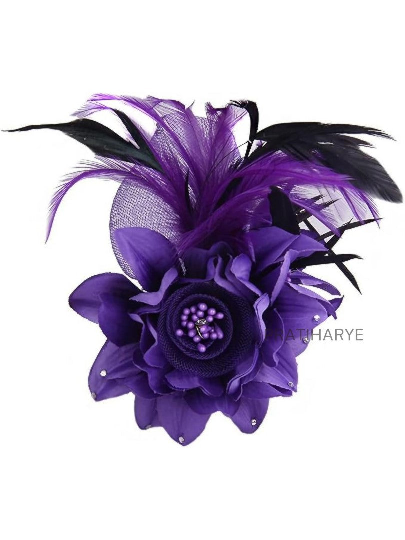 Multi-function Feather Flower Brooch Pins/ Mini Hat | HAT-12