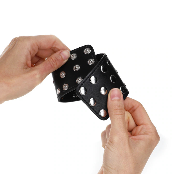 Premium PU Leather Wrist Restraint Cuffs with Chain