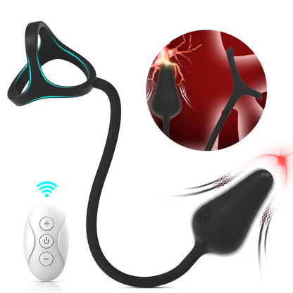 Silicone Cock Ring with Anal Vibrator Massager