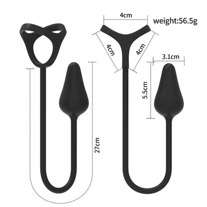 Silicone Cock Ring with Anal Vibrator Massager
