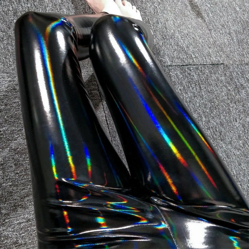 High Gloss Rainbow Shine Vinyl Leggings