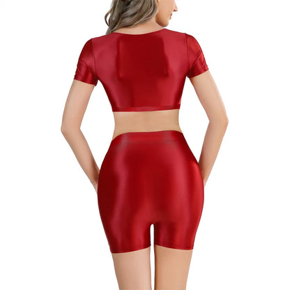 2 Piece Oily Shiny Yoga Gym Fitness Tights