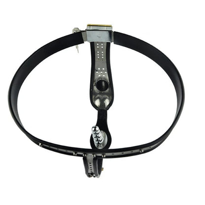 Male Stainless Steel Cage Chastity Belt with Butt plug
