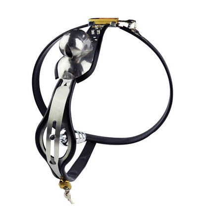 Male Stainless Steel Cage Chastity Belt with Butt plug