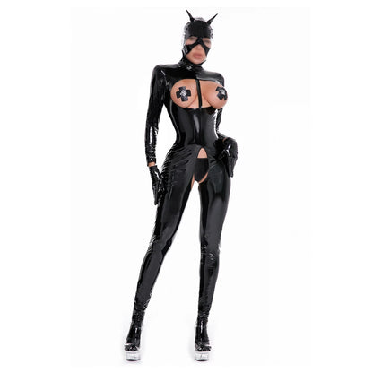 Open Bust &amp; Crotch latex Full Body Catsuit