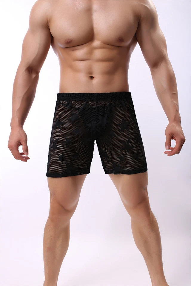 Men Sheer Midway Mesh Star Shorts