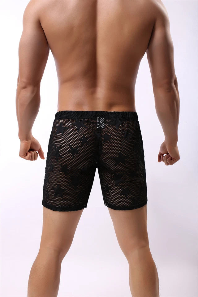 Men Sheer Midway Mesh Star Shorts