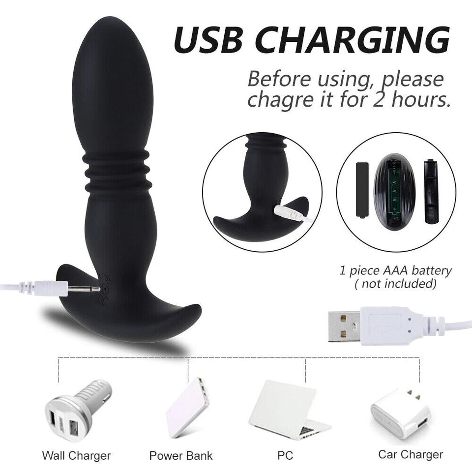 Remote Control Thrusting &amp; Vibrating Plug for Adults