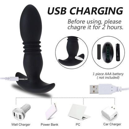Remote Control Thrusting &amp; Vibrating Plug for Adults