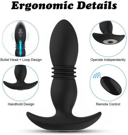 Remote Control Thrusting &amp; Vibrating Plug for Adults