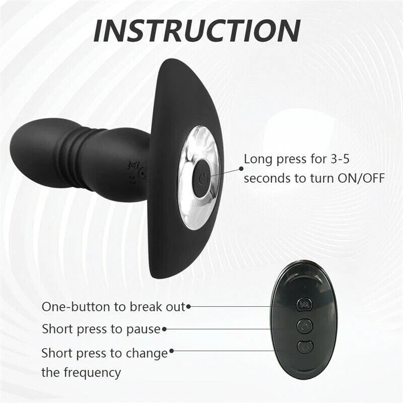 Remote Control Thrusting &amp; Vibrating Plug for Adults