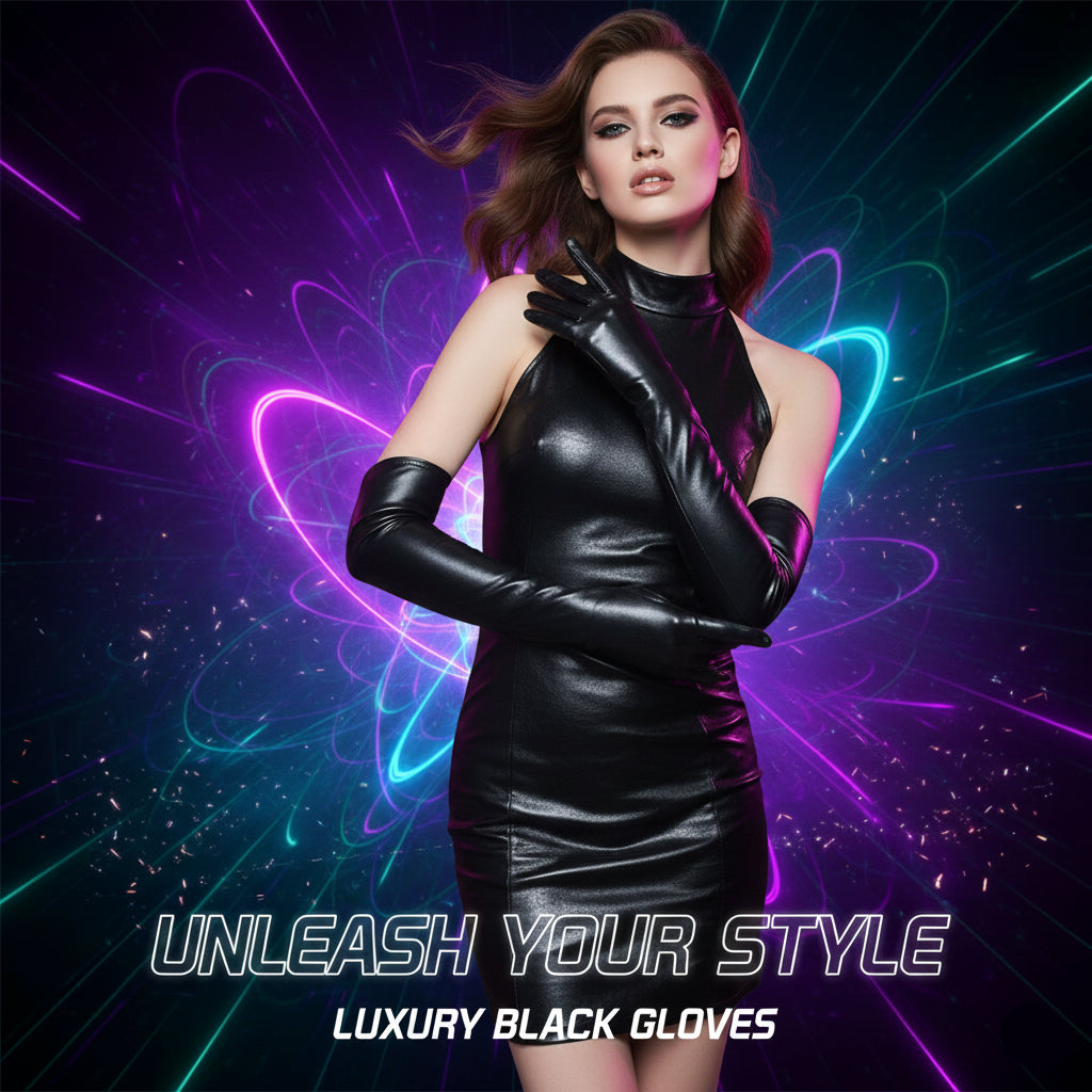 Long Faux Leather gloves
