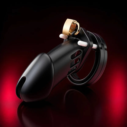 Long Neck Silicone Male Chastity Cage lock -  Black