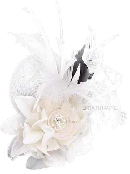 Multi-function Feather Flower Brooch Pins/ Mini Hat | HAT-12