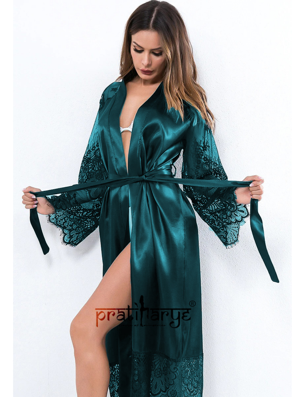 Pratiharye Long Satin Robe &amp; Gown