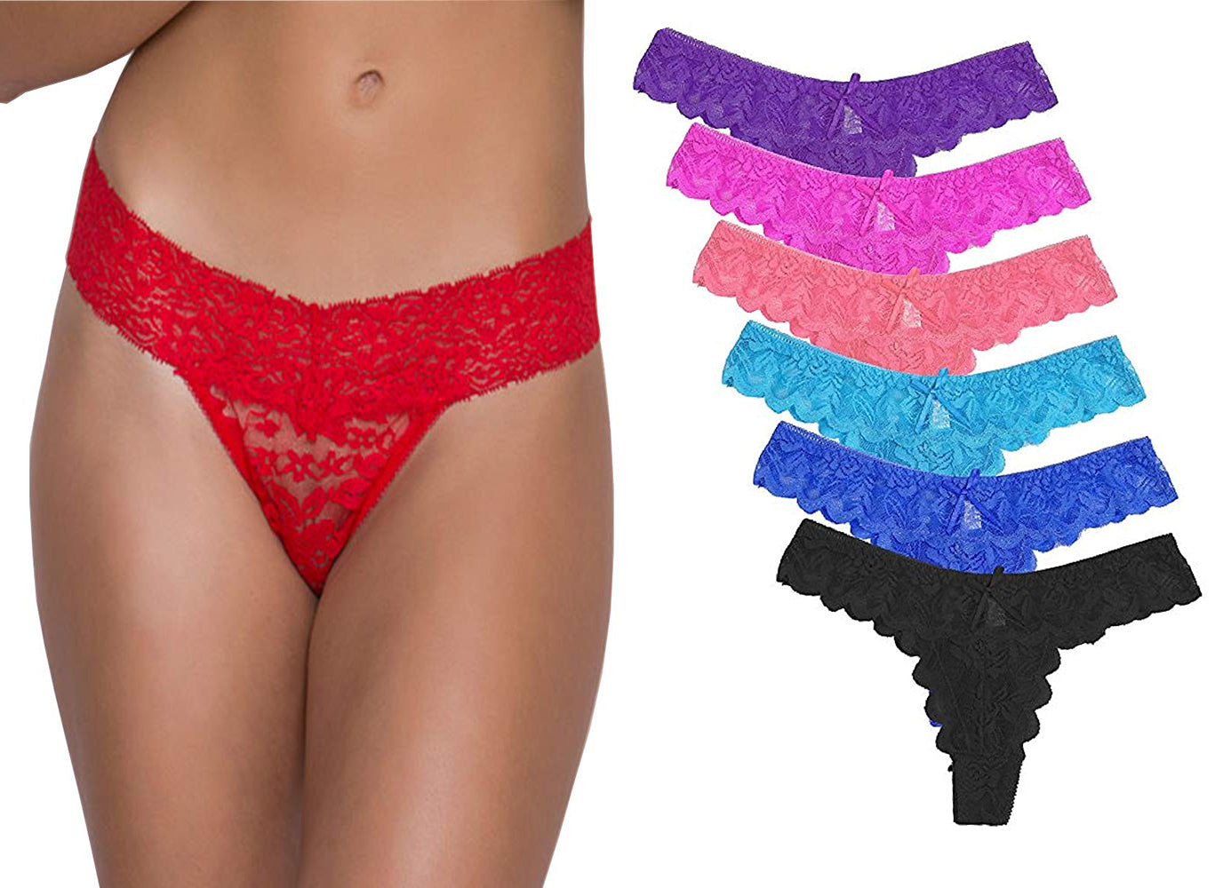Pratiharye Valentine Special Women Lace Thong - Pack of 6