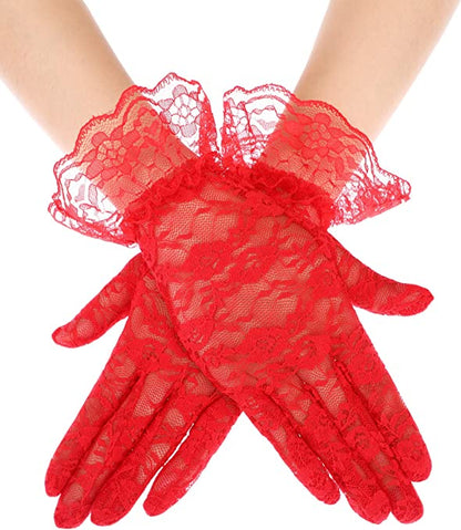 Short Sexy Floral Lace Gloves