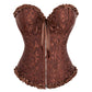 Pratiharye Jacquard Frill Trim Corset with Thong - Corset Tops for Women - Plus Size - M to 4XL