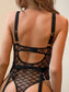 Pratiharye Premium Mesh Fabric - Chain Linked Cut-Out Underwire Teddy Bodysuit- Garter Bodysuit - Chain Linked Garter Sets - Sexy Lingerie for Women