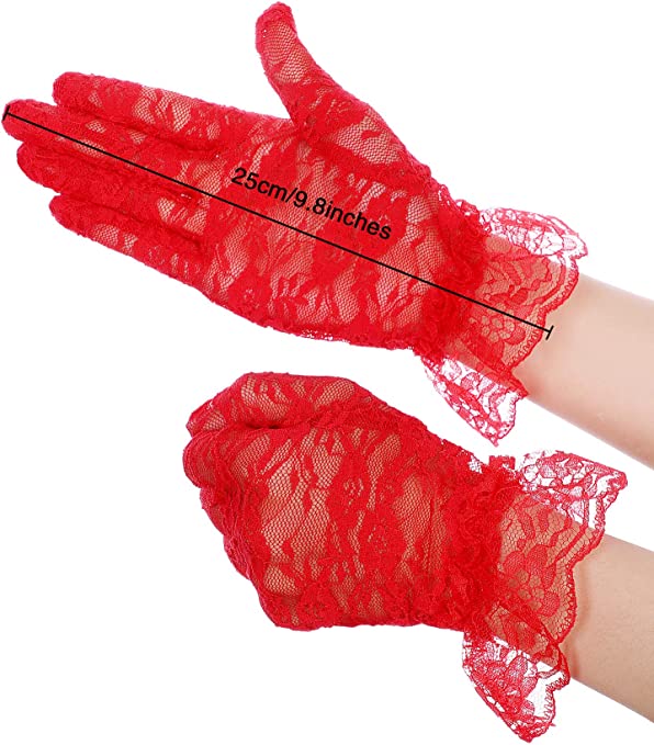 Short Sexy Floral Lace Gloves