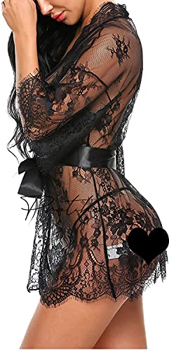 Pratiharye 3/4 Eyelash lace Fabric sheer robe