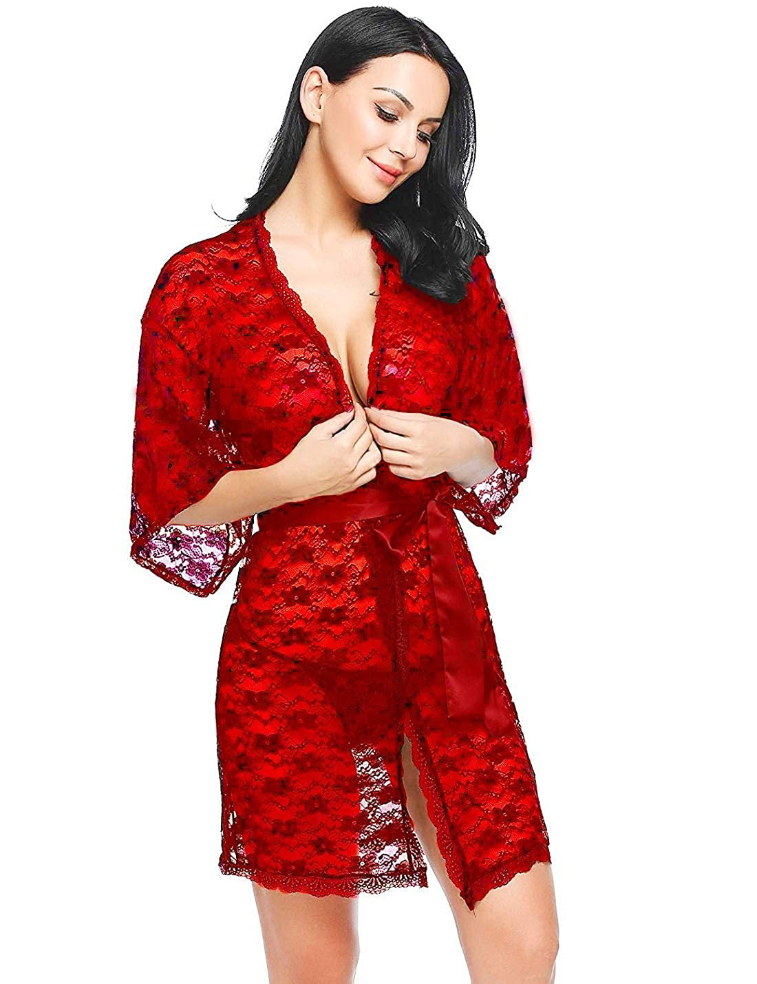 Pratiharye Knee Length Sexy Sheer Robe