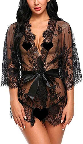 Pratiharye 3/4 Eyelash lace Fabric sheer robe