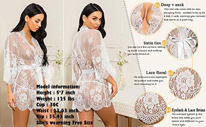 Pratiharye 3/4 Eyelash lace Fabric sheer robe