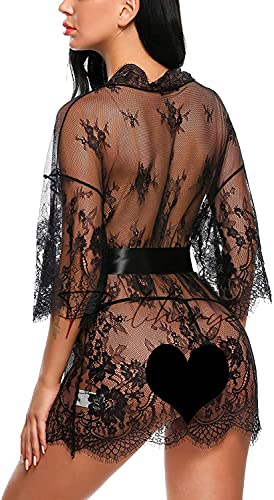 Pratiharye 3/4 Eyelash lace Fabric sheer robe