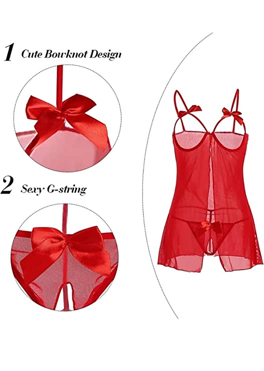Pratiharye 2 Pieces Burgundy Lace Up Bra &amp; Panty