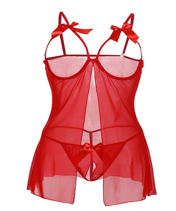 Pratiharye 2 Pieces Burgundy Lace Up Bra &amp; Panty