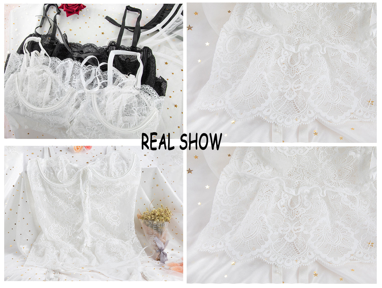 Floral Lace Corset Garter Set - Deal Product