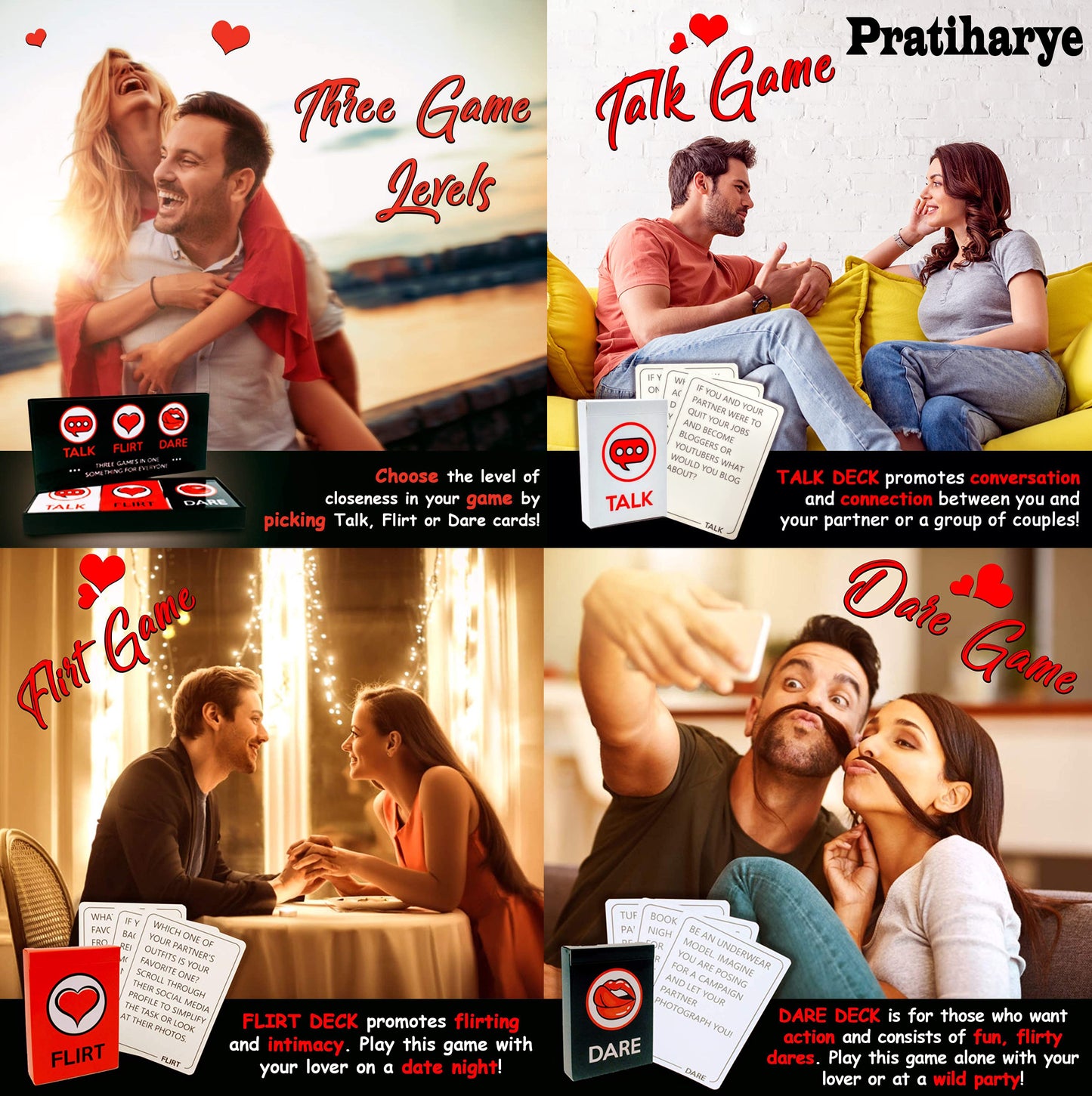 Pratiharye Talk Flirt & Dare Game - naughty games for couple - valentine gift for girlfriend