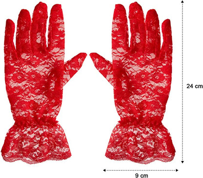 Short Sexy Floral Lace Gloves