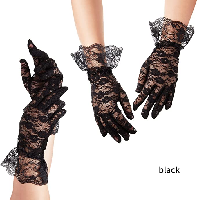 Short Sexy Floral Lace Gloves